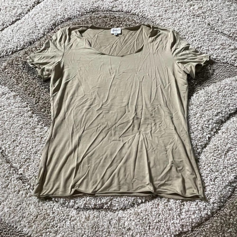 Armani Tan Scoop Neck Short Sleeve Tee Size 10